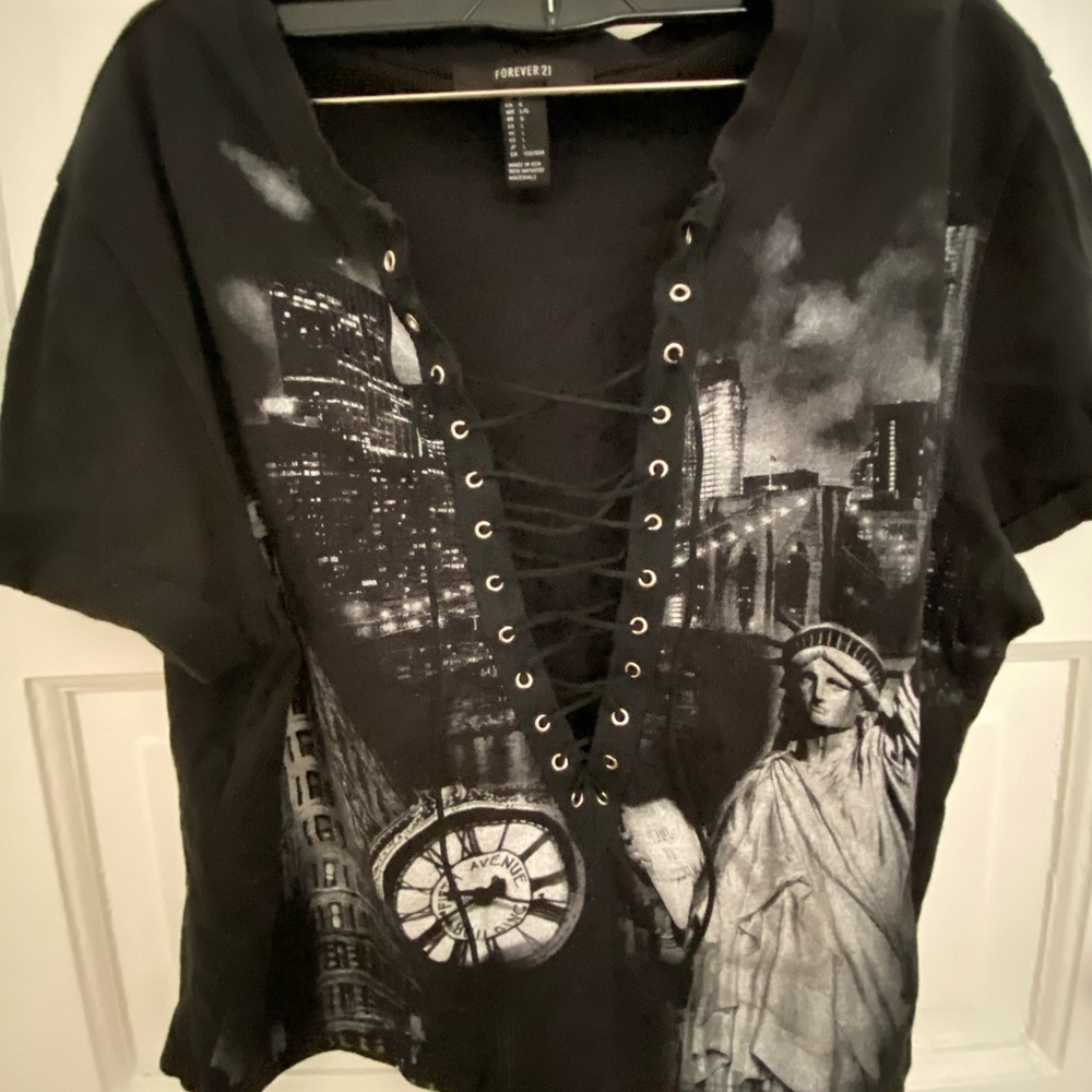 Black lace down shirt